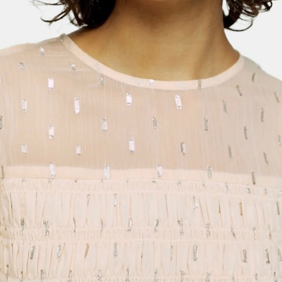 NEW TOPSHOP METALLIC SMOCKED TOP - Picture 3 of 8